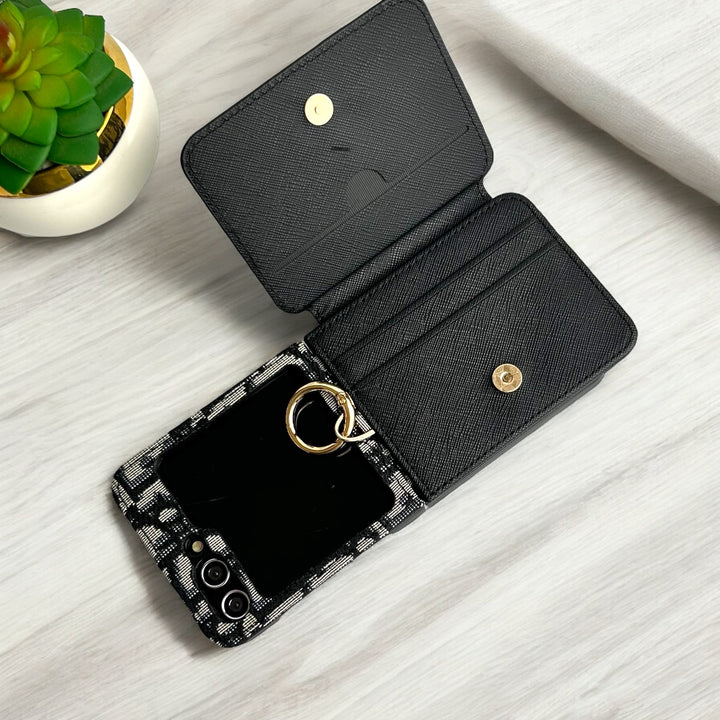 Samsung Galaxy Z Flip 5 Luxury Brand Leather Card Holder Case Cover
