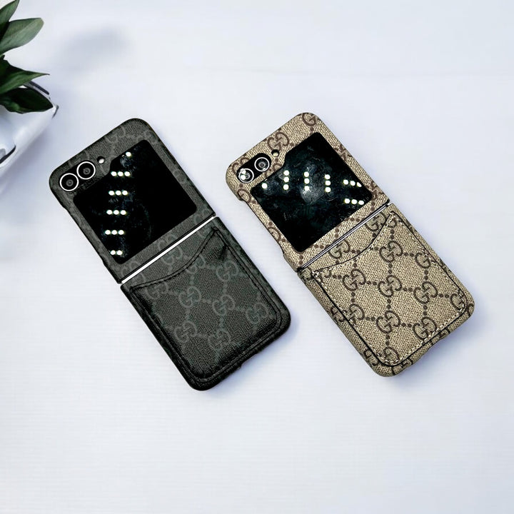 Samsung Galaxy Z Flip 6 GG Design Card Holder Leather Case Cover