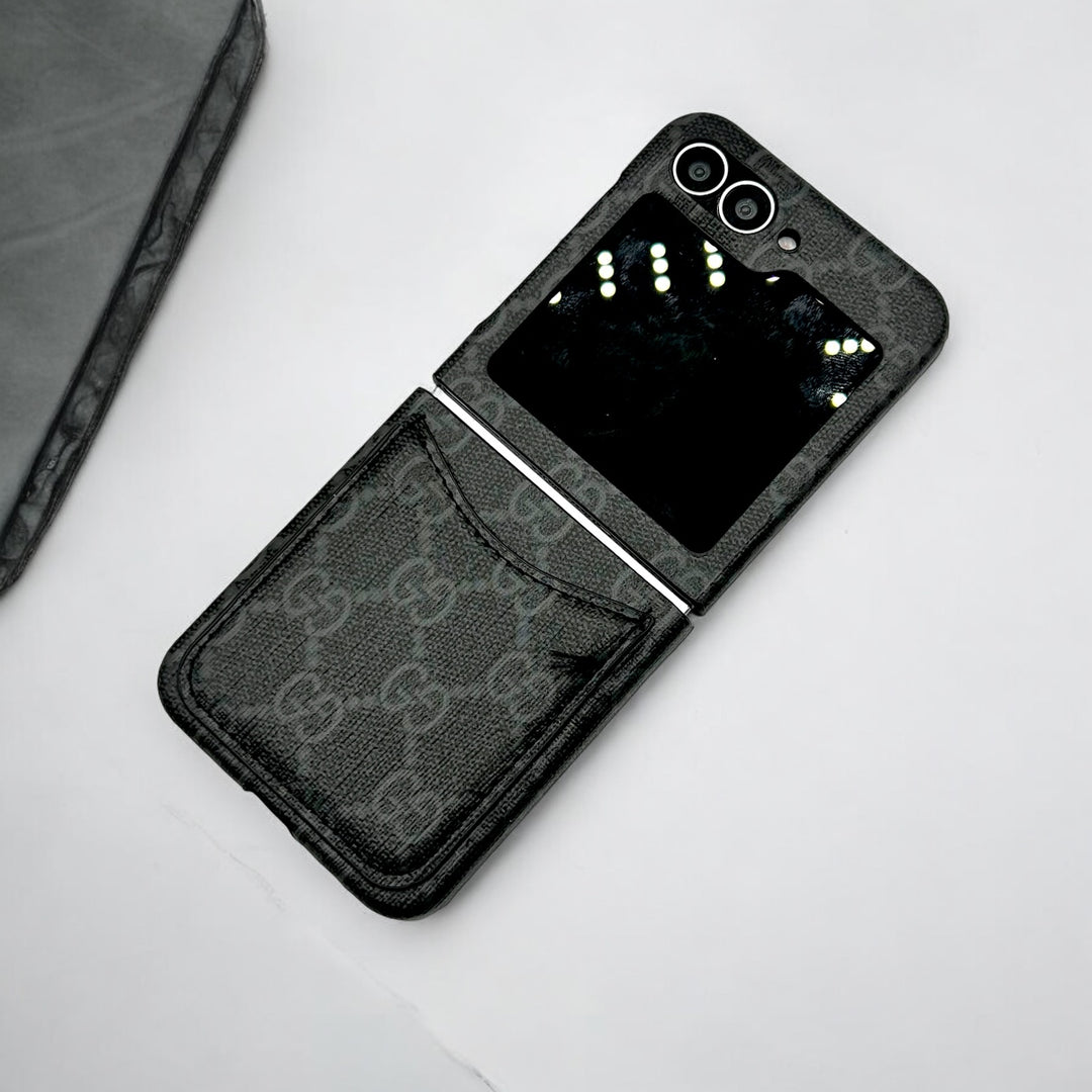 Samsung Galaxy Z Flip 6 GG Design Card Holder Leather Case Cover