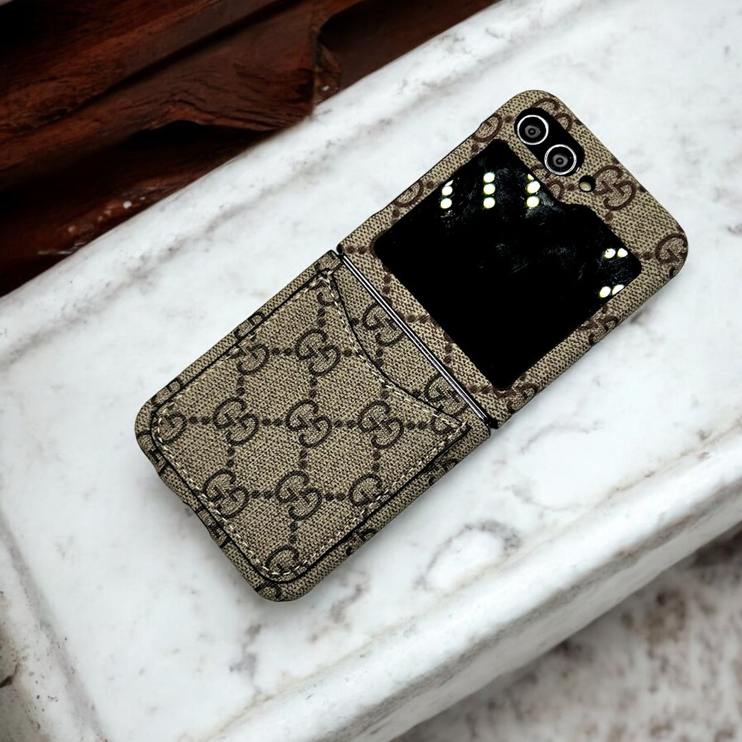 Samsung Galaxy Z Flip 6 GG Design Card Holder Leather Case Cover