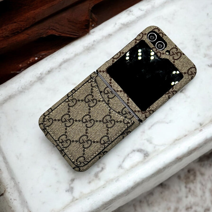 Samsung Galaxy Z Flip 6 GG Design Card Holder Leather Case Cover