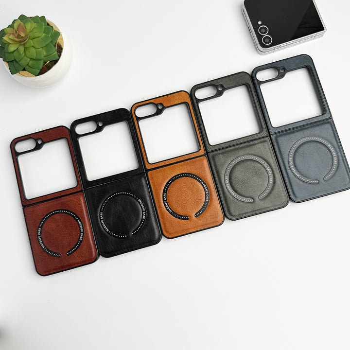 Samsung Galaxy Z Flip 6 MS Ring PU Leather Cover
