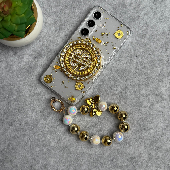Samsung Galaxy S23 FE Rotation Dollar Bracelet Wristband Chain Phone Case Cover