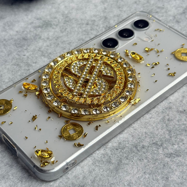 Samsung Galaxy S23 FE Rotation Dollar Bracelet Wristband Chain Phone Case Cover