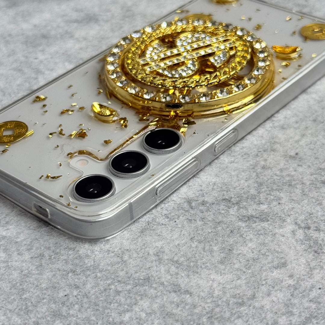 Samsung Galaxy S23 FE Rotation Dollar Bracelet Wristband Chain Phone Case Cover
