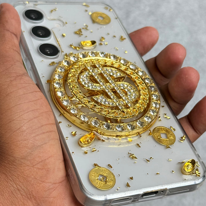 Samsung Galaxy S23 FE Rotation Dollar Bracelet Wristband Chain Phone Case Cover