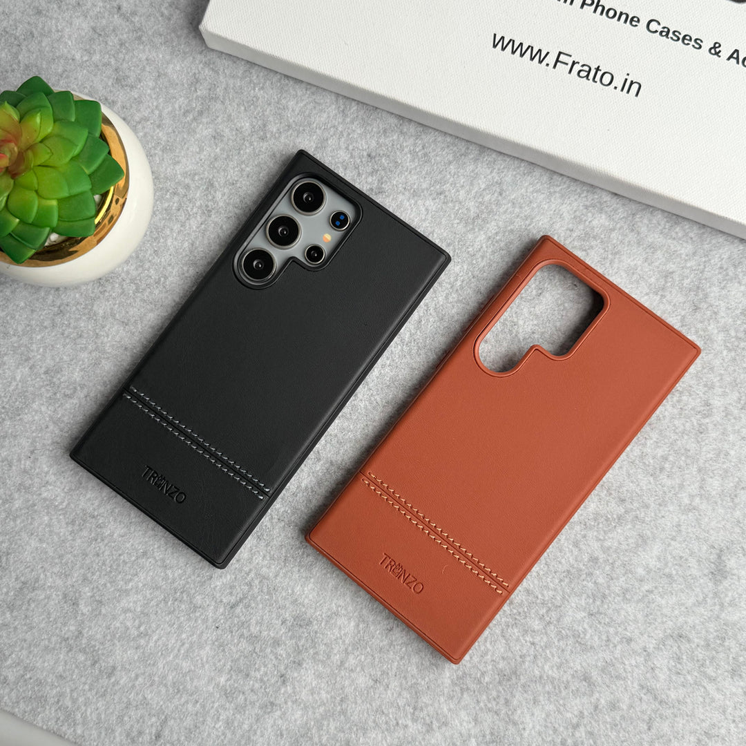 Samsung Galaxy S23 Ultra Bottom Stitch PU Leather Case Cover