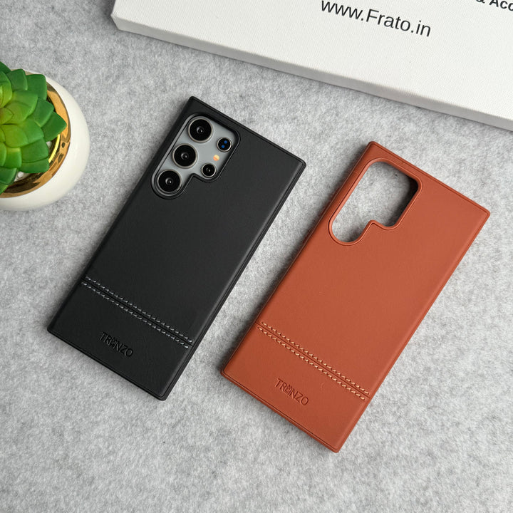 Samsung Galaxy S23 Ultra Bottom Stitch PU Leather Case Cover