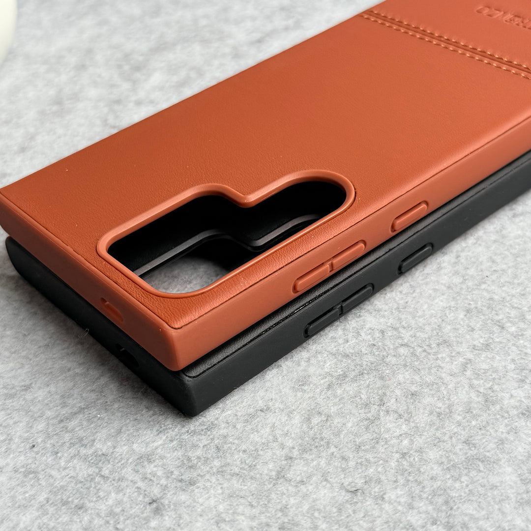 Samsung Galaxy S23 Ultra Bottom Stitch PU Leather Case Cover