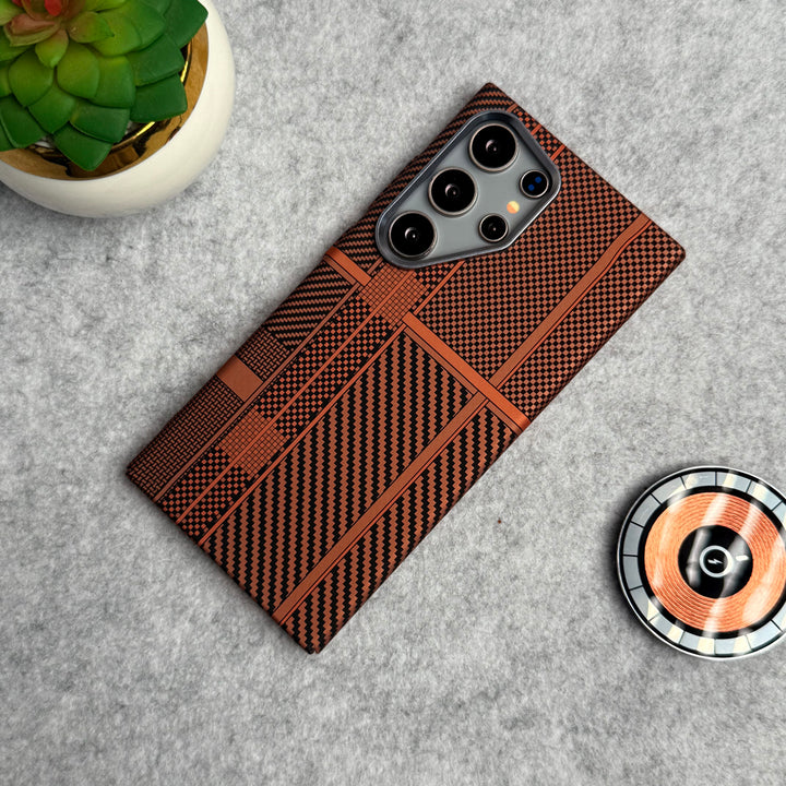 Samsung Galaxy S23 Ultra Carbon Fiber Texture Aramid Design Hard Pc MagSafe Case Cover