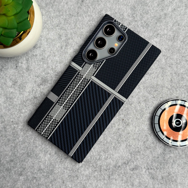 Samsung Galaxy S23 Ultra Carbon Fiber Texture Aramid Design Hard Pc MagSafe Case Cover