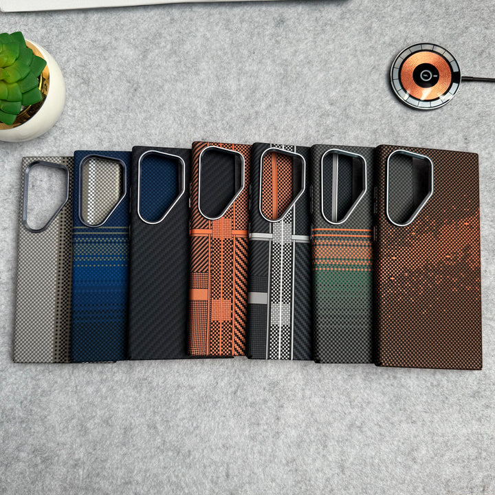 Samsung Galaxy S23 Ultra Carbon Fiber Texture Aramid Design Hard Pc MagSafe Case Cover