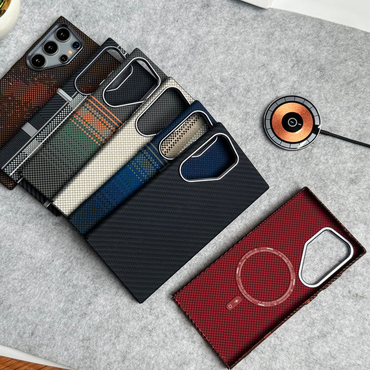 Samsung Galaxy S23 Ultra Carbon Fiber Texture Aramid Design Hard Pc MagSafe Case Cover