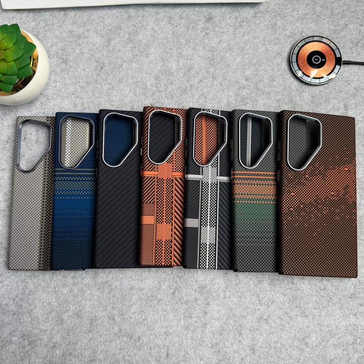Samsung Galaxy S23 Ultra Carbon Fiber Texture Aramid Design Hard Pc MagSafe Case Cover