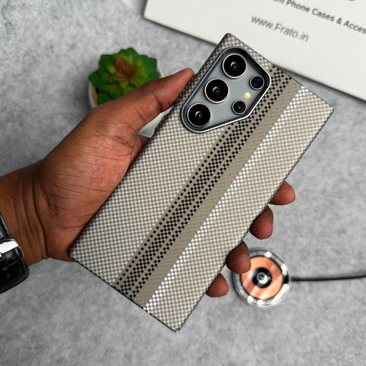 Samsung Galaxy S23 Ultra Carbon Fiber Texture Aramid Design Hard Pc MagSafe Case Cover