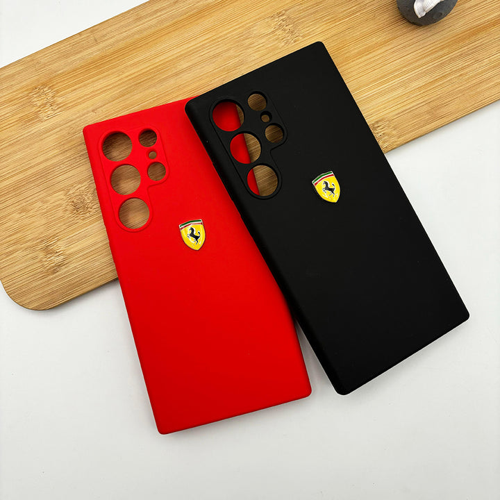 Samsung Galaxy S23 Ultra Sports Car Logo Liquid Silicone Case Cover