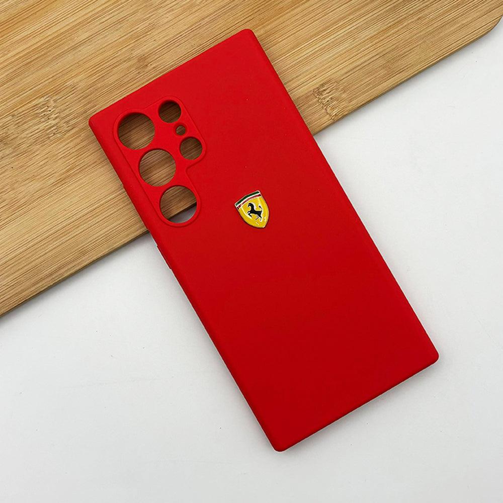 Samsung Galaxy S23 Ultra Sports Car Logo Liquid Silicone Case Cover
