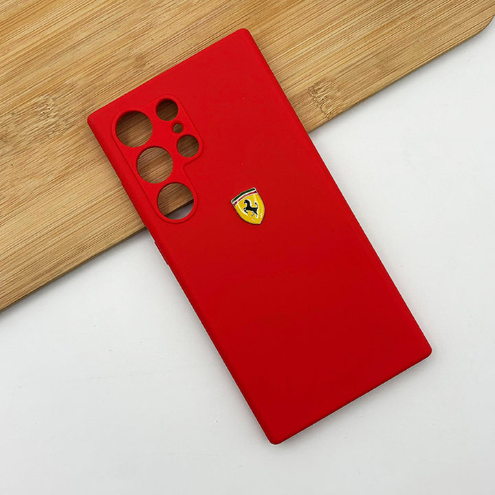 Samsung Galaxy S23 Ultra Sports Car Logo Liquid Silicone Case Cover