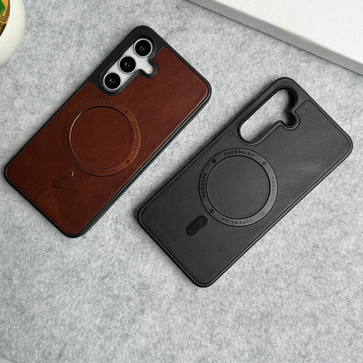 Samsung Galaxy S24FE Premium PU Leather Metal MagSafe Ring Cover