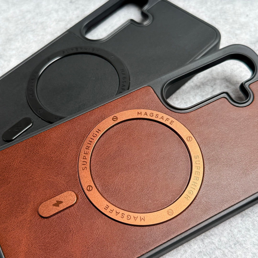 Samsung Galaxy S24FE Premium PU Leather Metal MagSafe Ring Cover
