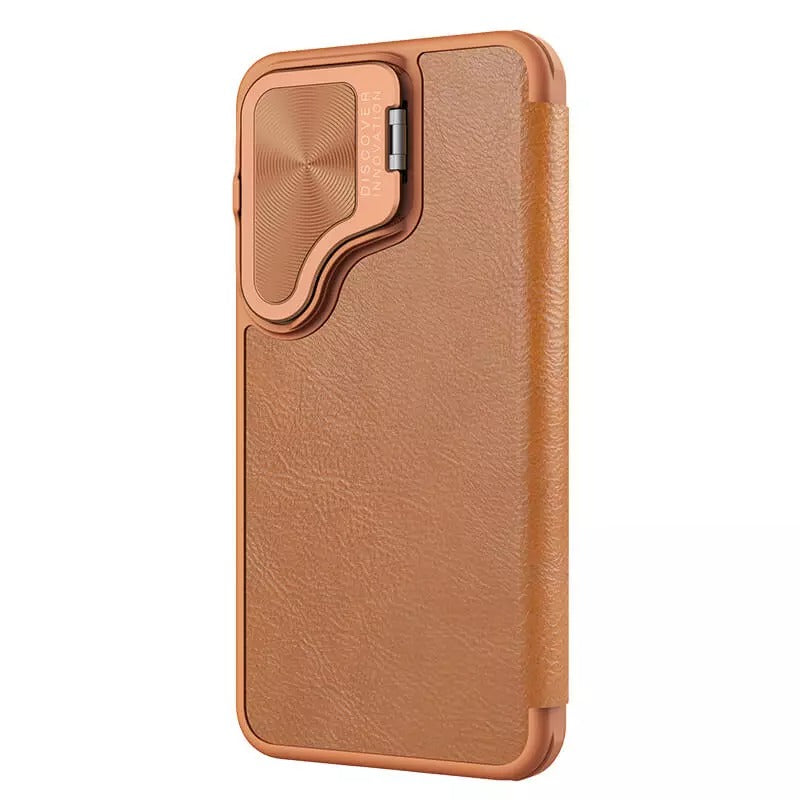 Samsung Galaxy S24 Nillkin Qin Prop Leather Case Cover Brown