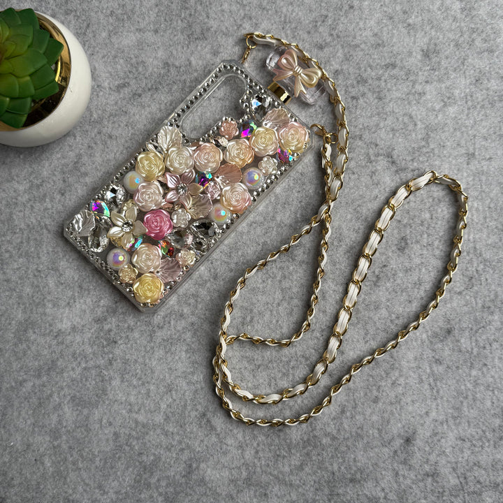 Samsung Galaxy S24 Perfume Rhinestone Diamond Design Sling Girly Cover