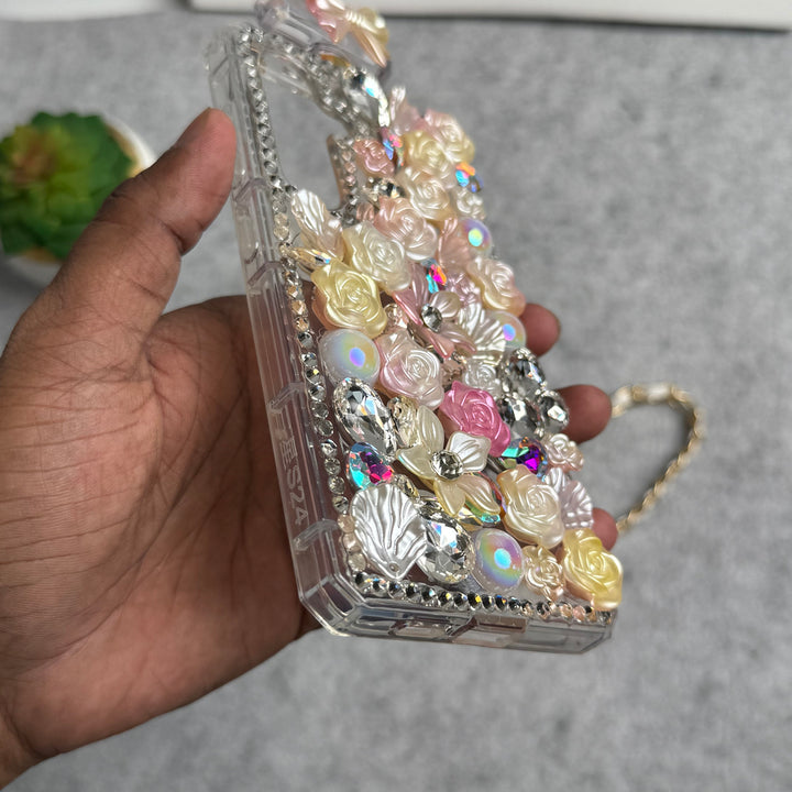 Samsung Galaxy S24 Perfume Rhinestone Diamond Design Sling Girly Cover