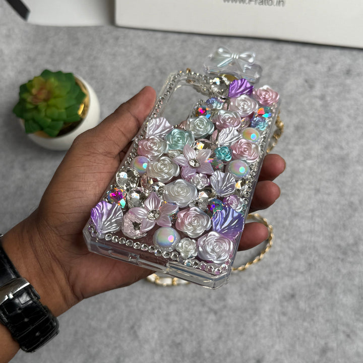 Samsung Galaxy S24 Perfume Rhinestone Diamond Design Sling Girly Cover