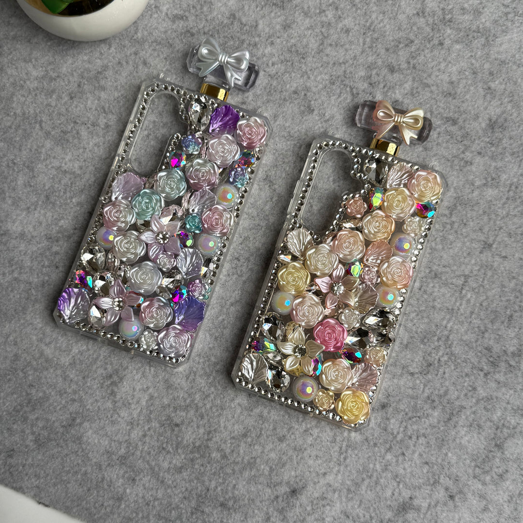 Samsung Galaxy S24 Perfume Rhinestone Diamond Design Sling Girly Cover