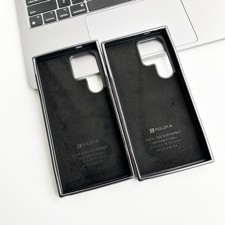 Samsung Galaxy S24 Ultra PU Leather Stitch Chrome Case Cover