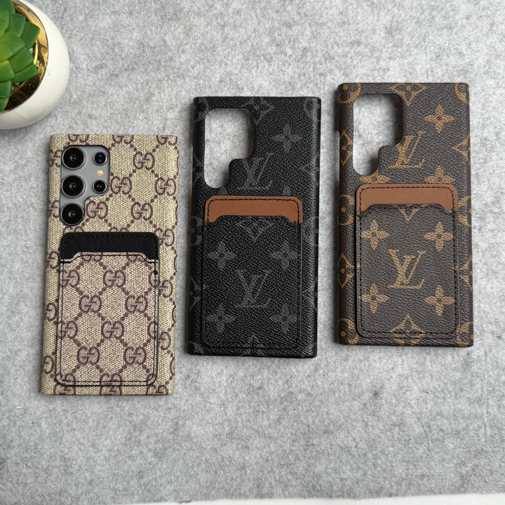 Samsung Galaxy S24 Ultra Luxury Brand Leather Card Holder Case Cover