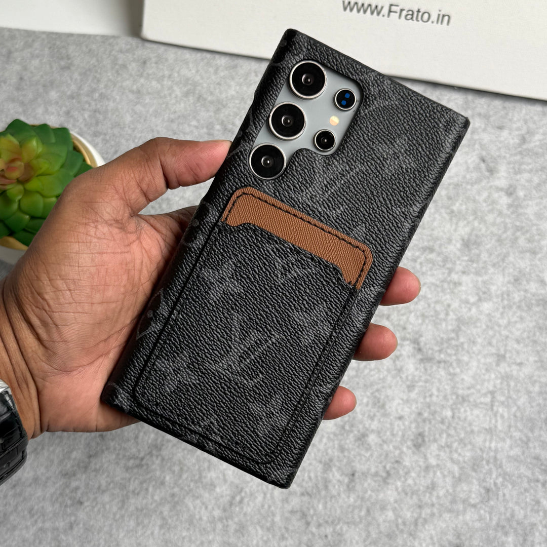 Samsung Galaxy S24 Ultra Luxury Brand Leather Card Holder Case Cover