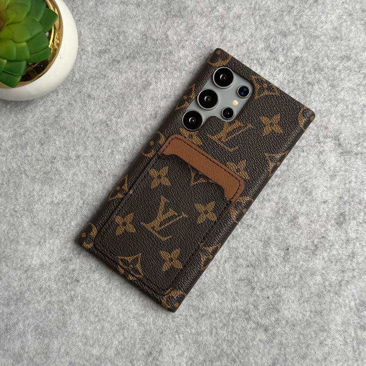 Samsung Galaxy S24 Ultra Luxury Brand Leather Card Holder Case Cover