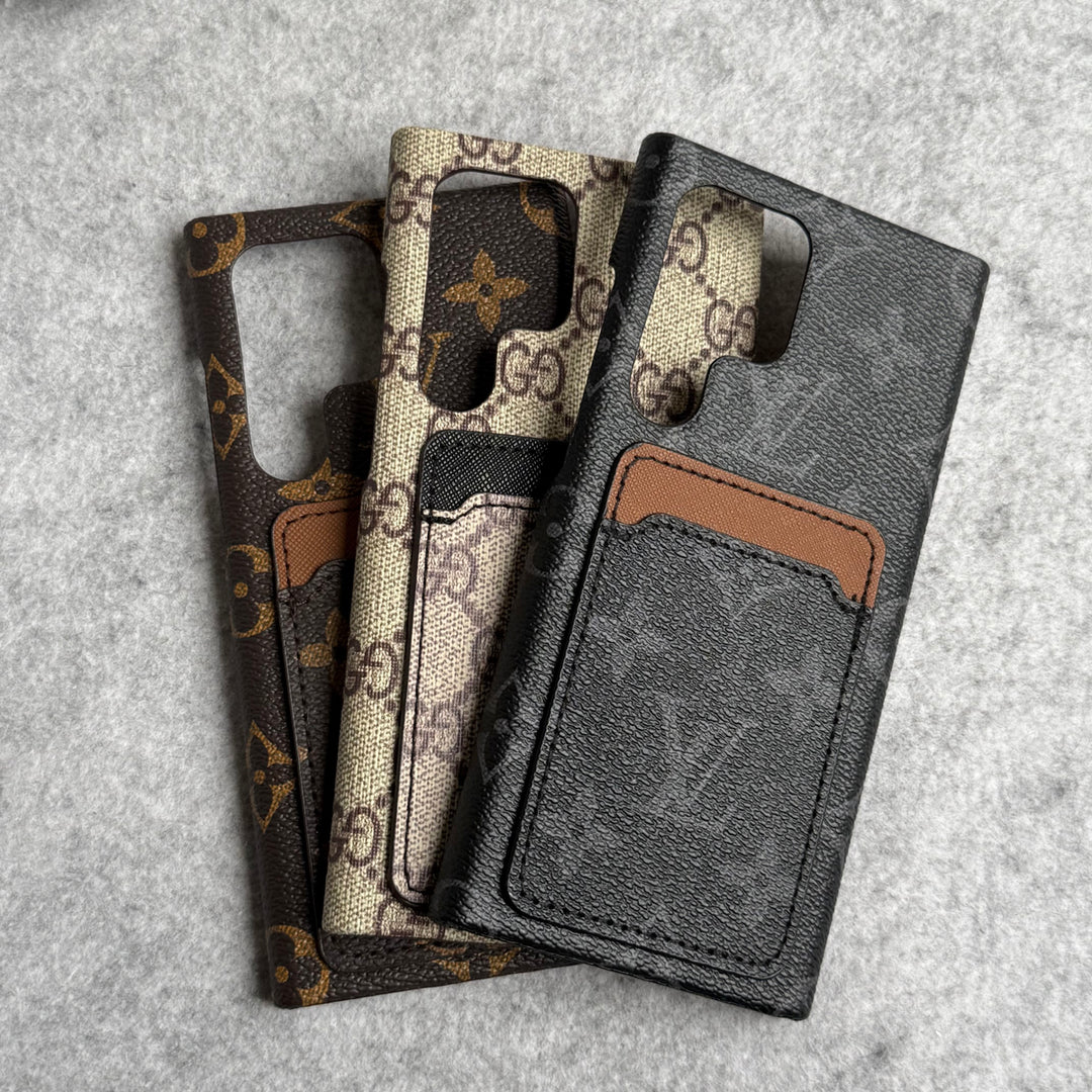 Samsung Galaxy S24 Ultra Luxury Brand Leather Card Holder Case Cover