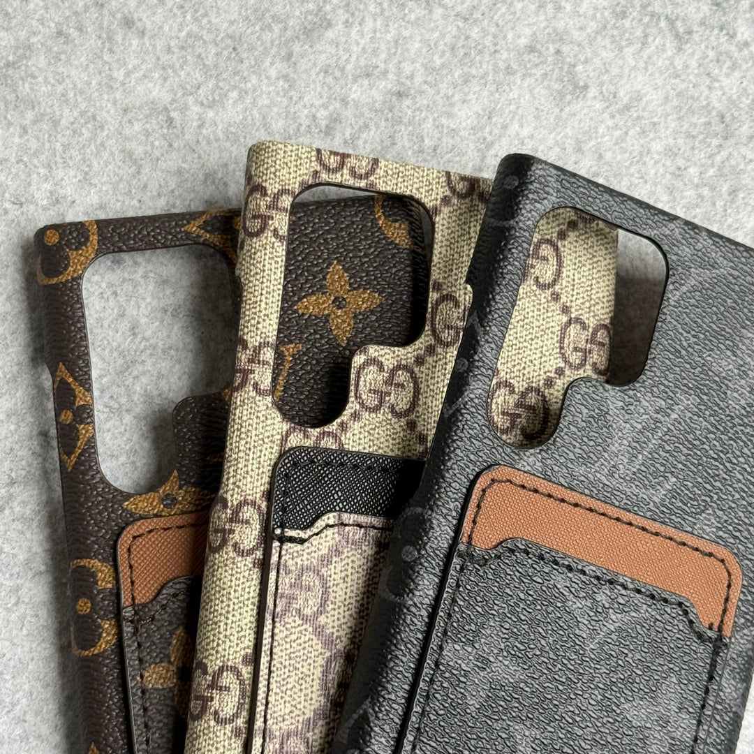Samsung Galaxy S24 Ultra Luxury Brand Leather Card Holder Case Cover