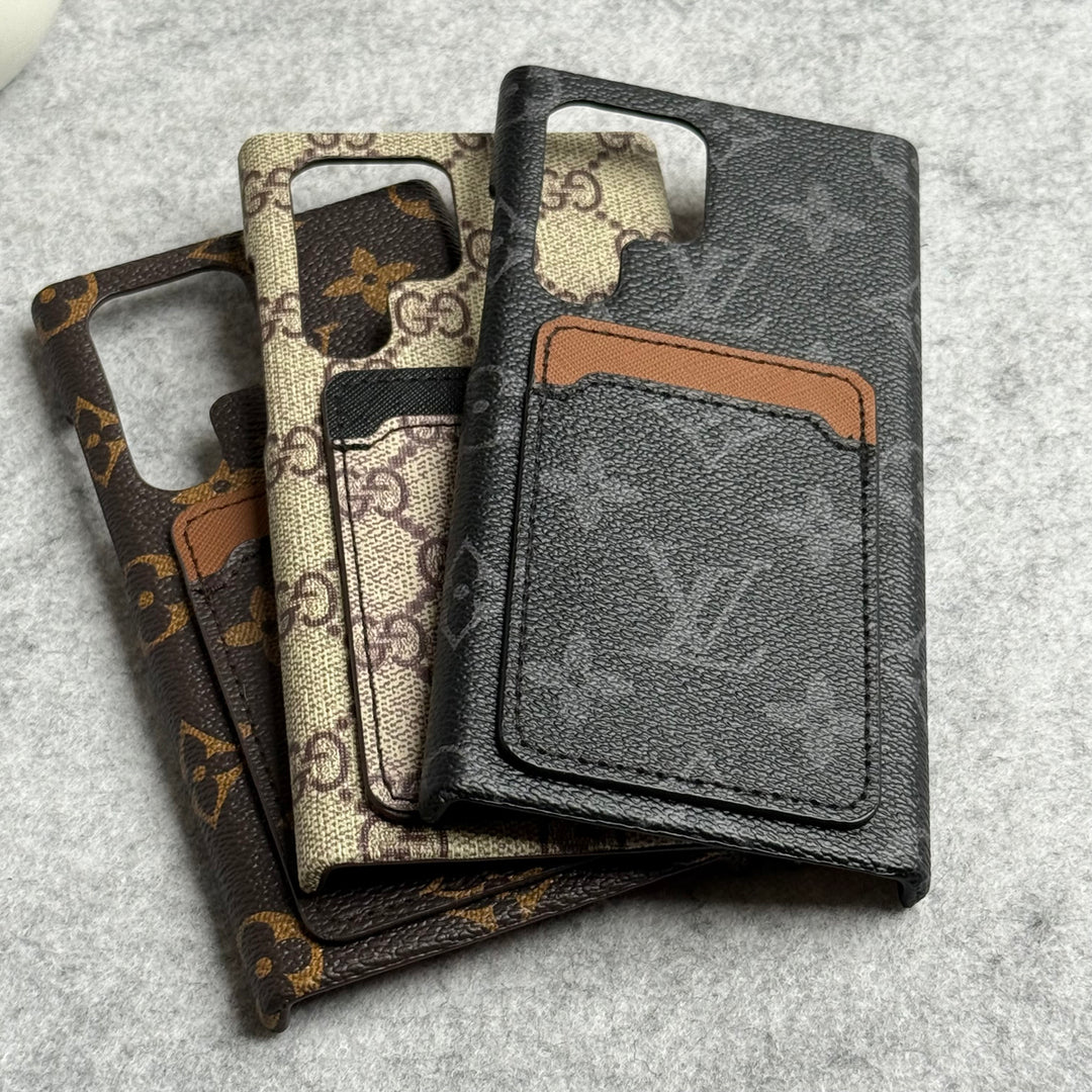 Samsung Galaxy S24 Ultra Luxury Brand Leather Card Holder Case Cover