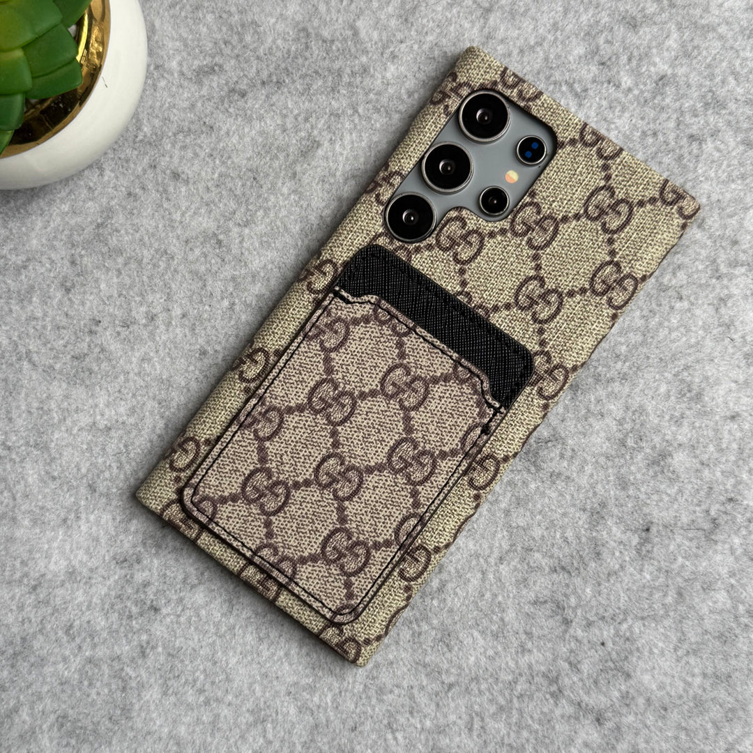 Samsung Galaxy S24 Ultra Luxury Brand Leather Card Holder Case Cover