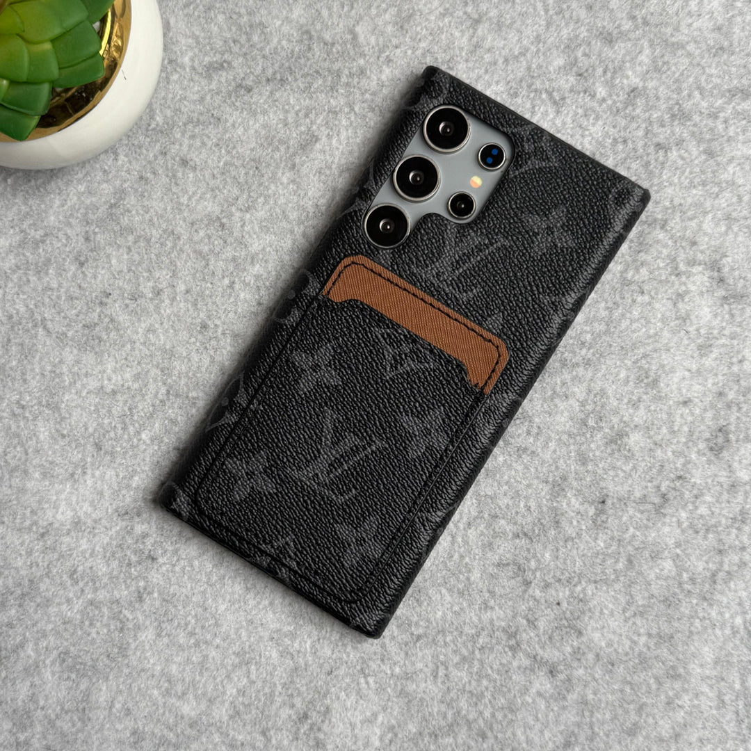 Samsung Galaxy S24 Ultra Luxury Brand Leather Card Holder Case Cover