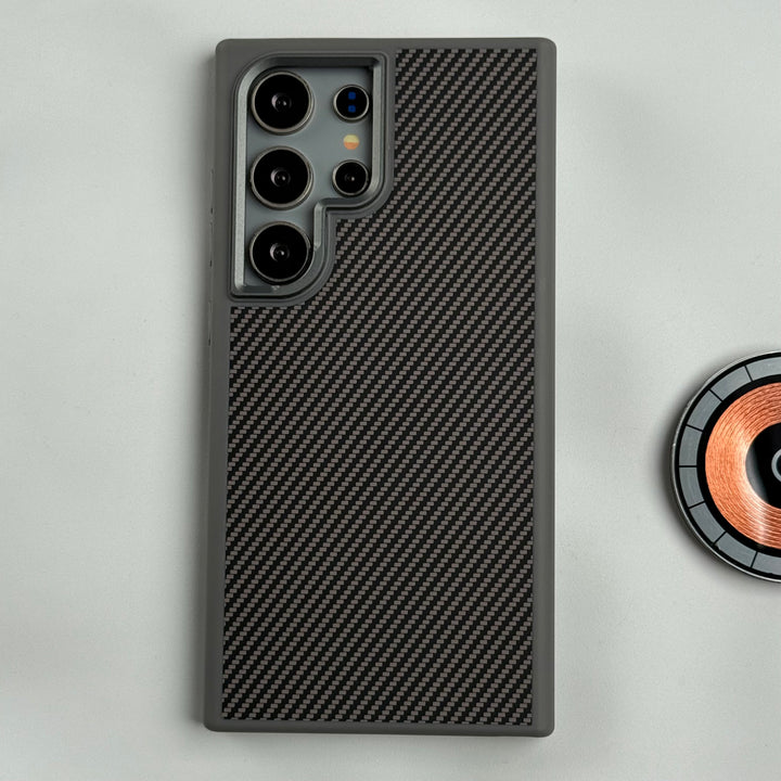 Samsung Galaxy S24 Ultra Premium Carbon Fiber Texture MagSafe Magnetic Case Cover