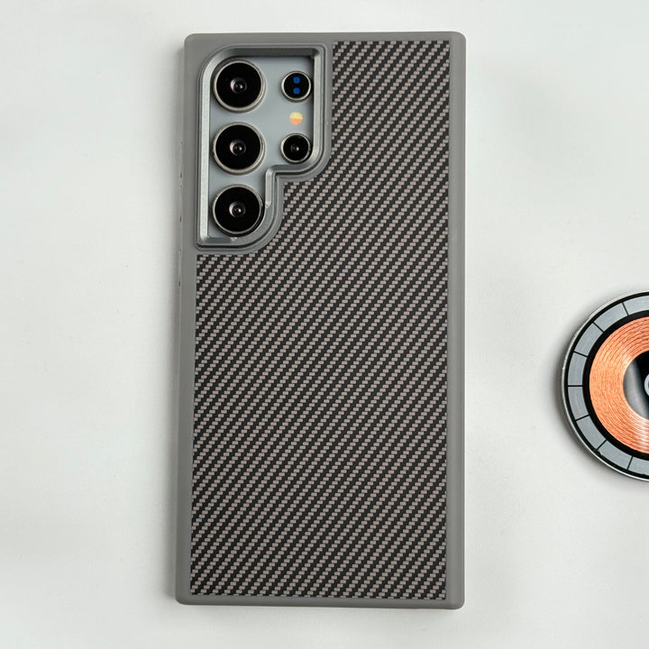 Samsung Galaxy S24 Ultra Premium Carbon Fiber Texture MagSafe Magnetic Case Cover