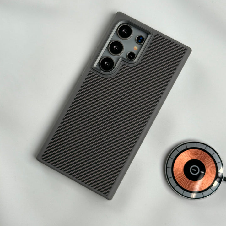 Samsung Galaxy S24 Ultra Premium Carbon Fiber Texture MagSafe Magnetic Case Cover