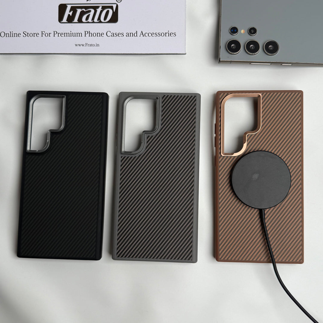 Samsung Galaxy S24 Ultra Premium Carbon Fiber Texture MagSafe Magnetic Case Cover