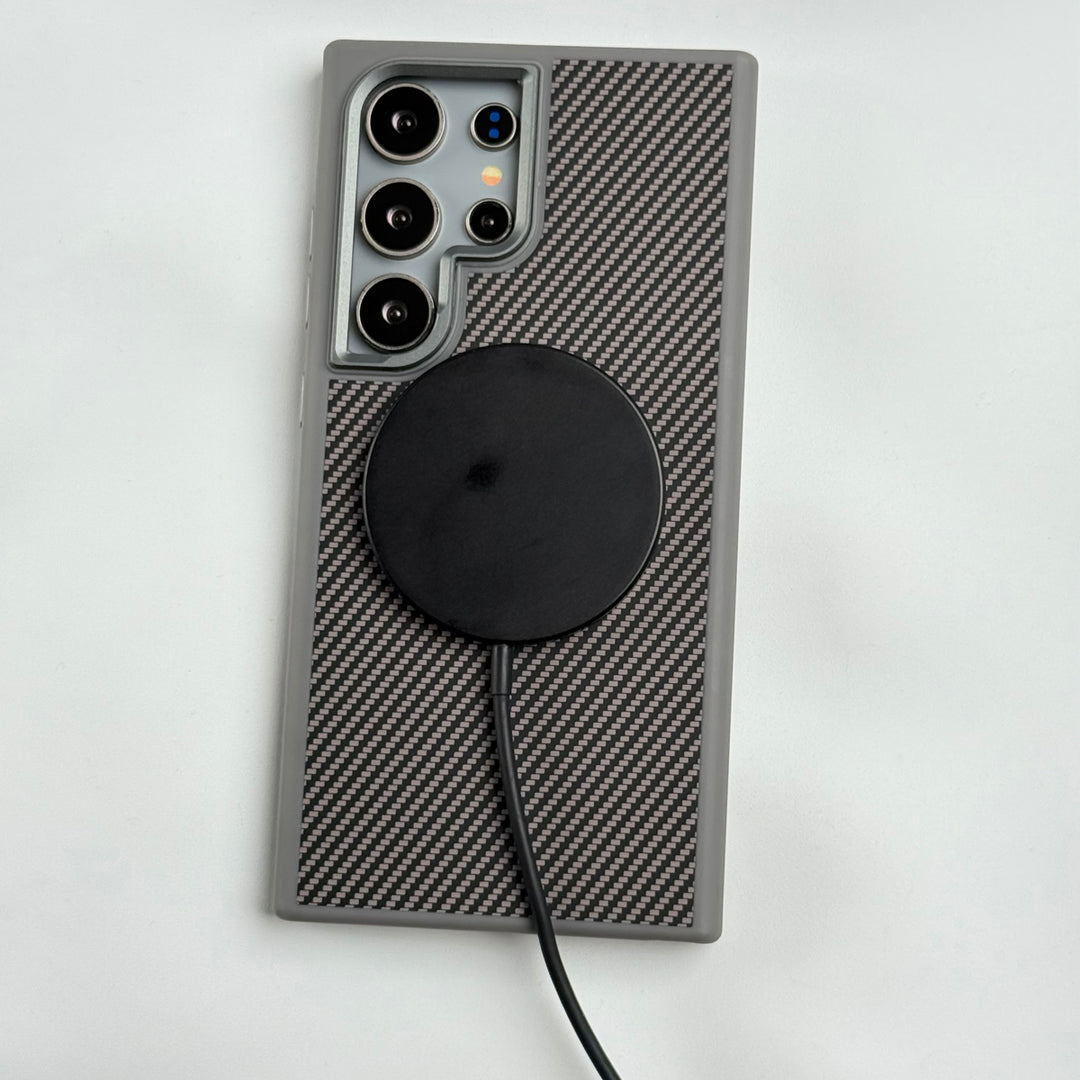 Samsung Galaxy S24 Ultra Premium Carbon Fiber Texture MagSafe Magnetic Case Cover