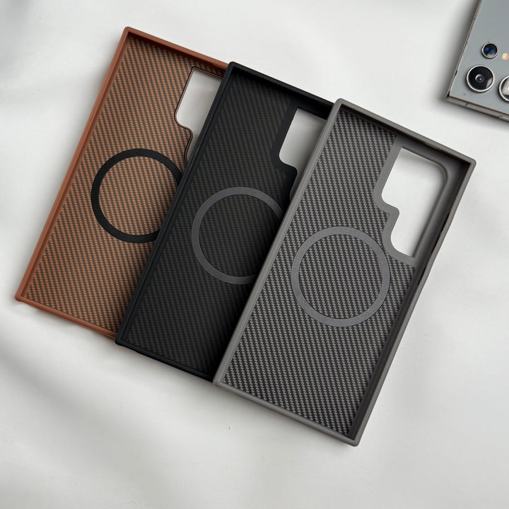 Samsung Galaxy S24 Ultra Premium Carbon Fiber Texture MagSafe Magnetic Case Cover