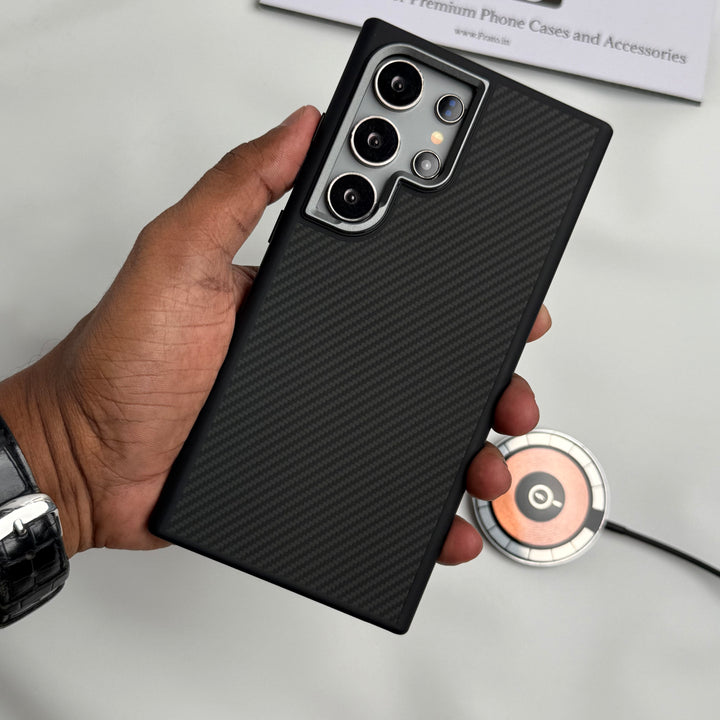 Samsung Galaxy S24 Ultra Premium Carbon Fiber Texture MagSafe Magnetic Case Cover