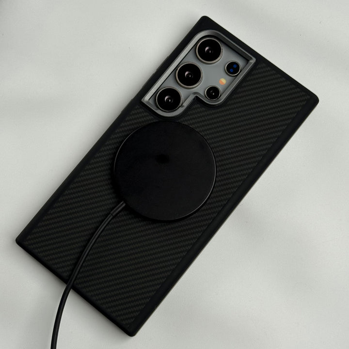 Samsung Galaxy S24 Ultra Premium Carbon Fiber Texture MagSafe Magnetic Case Cover