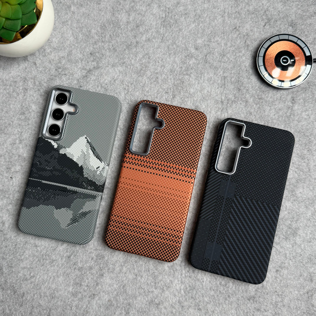 Samsung Galaxy S25 Carbon Fiber Texture Aramid Design Hard Pc MagSafe Case Cover