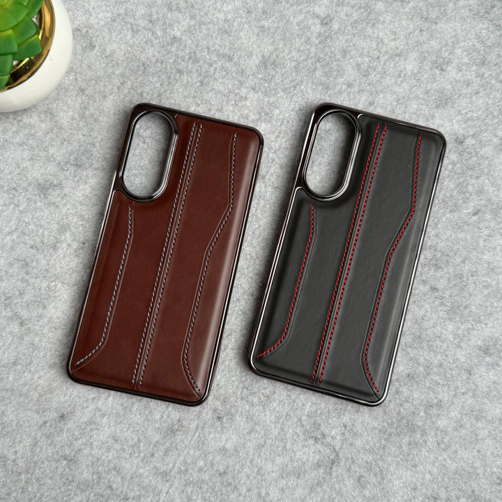 Samsung Galaxy S25 Edge PU Leather Stitch Chrome Case Cover