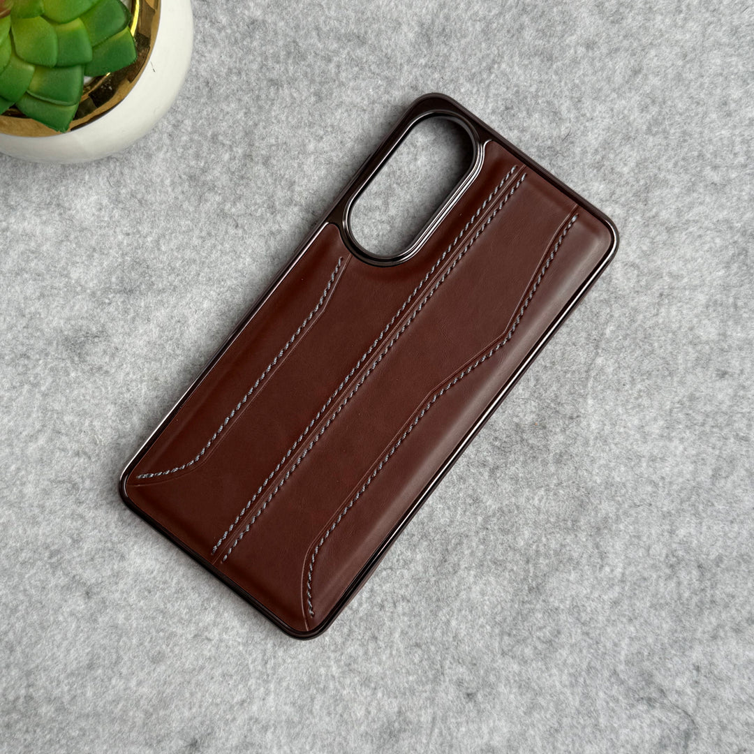 Samsung Galaxy S25 Edge PU Leather Stitch Chrome Case Cover