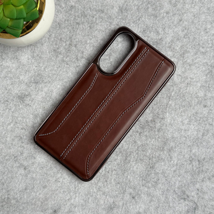 Samsung Galaxy S25 Edge PU Leather Stitch Chrome Case Cover